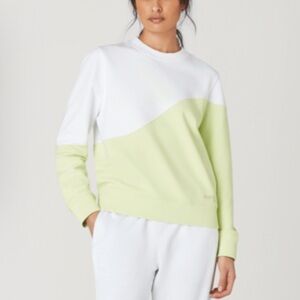 🌟WIMBLEDON🌟 COLOR BLOCKED TENNIS CREWNECK COTTON SWEATSHIRT WHITE / GREEN SZ M